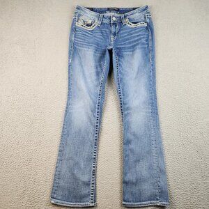 Y2K Vigoss Jeans Women's Size 8 Blue Low Rise Slim Boot Cut Stretch Faded Denim